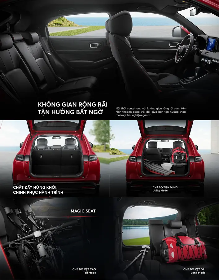 Tiện ích không gian trong Honda HR-V và Kia Seltos.